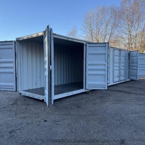 40′ x 8′ x 9.5′ Tall –-New *High Cube**FOUR Side Doors** Shipping/Storage Container – Wind and Watertight – GRAY