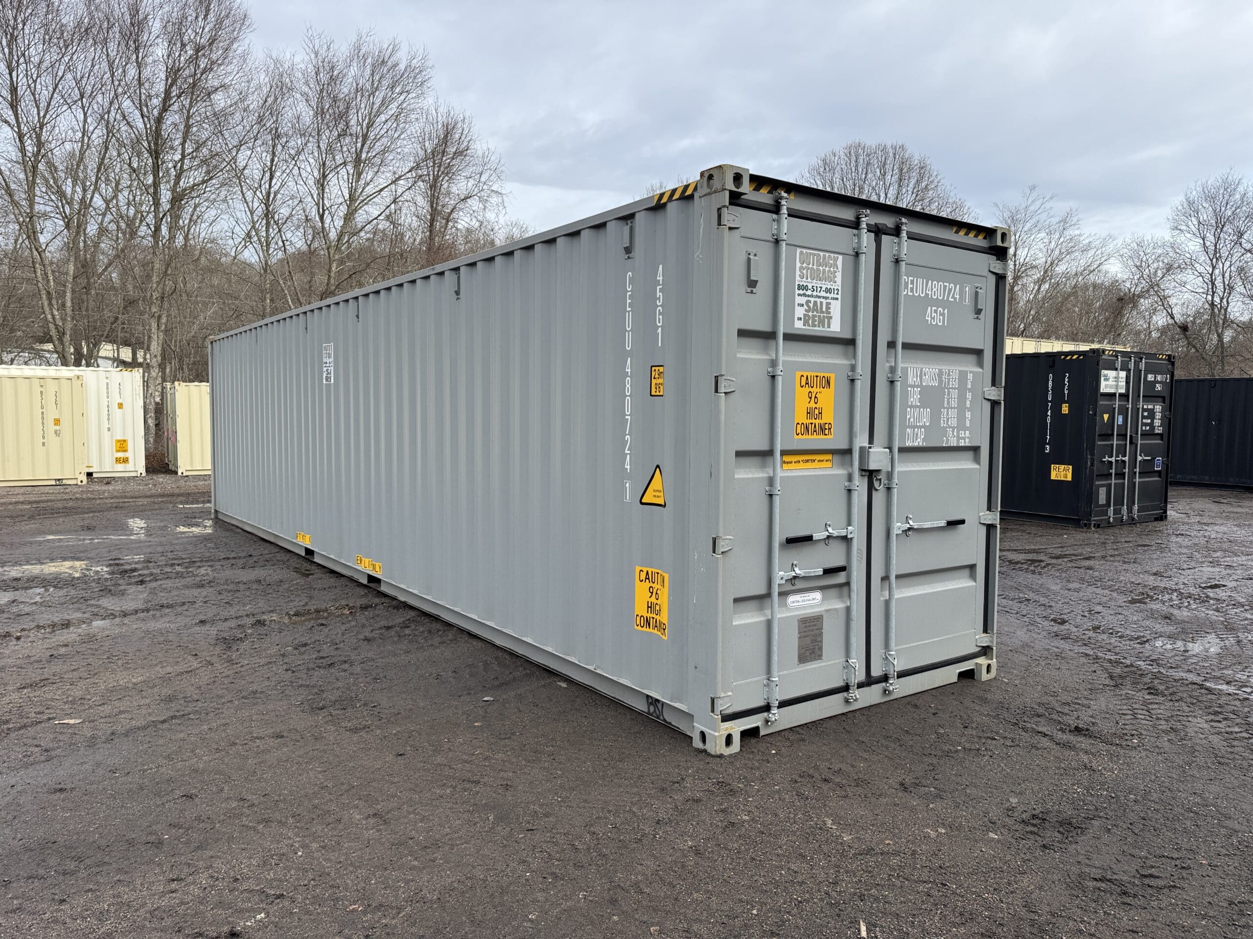 40′ x 8′ x 9.5′ Tall – New *High Cube Shipping/Storage Container – Wind and Watertight-GRAY