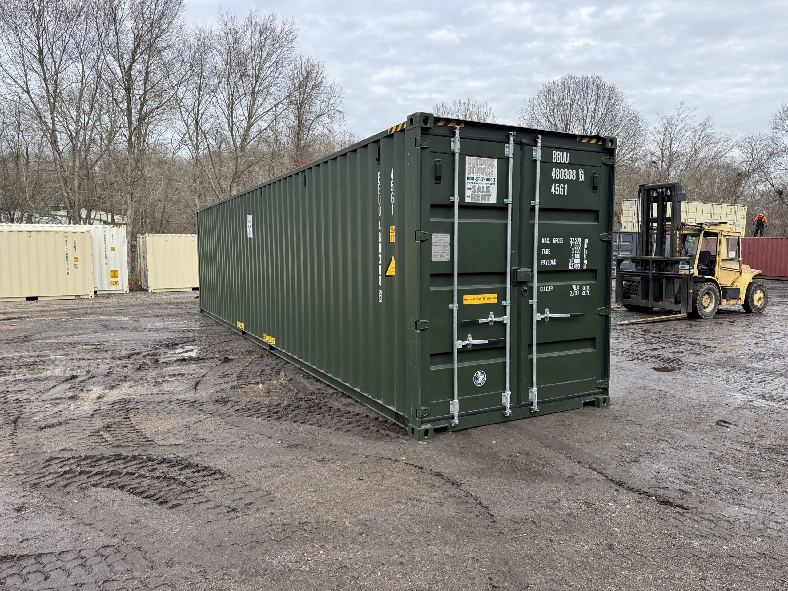 40′ x 8′ x 9.5′ Tall –New *High Cube*Shipping/Storage Container – Wind and Watertight-GREEN